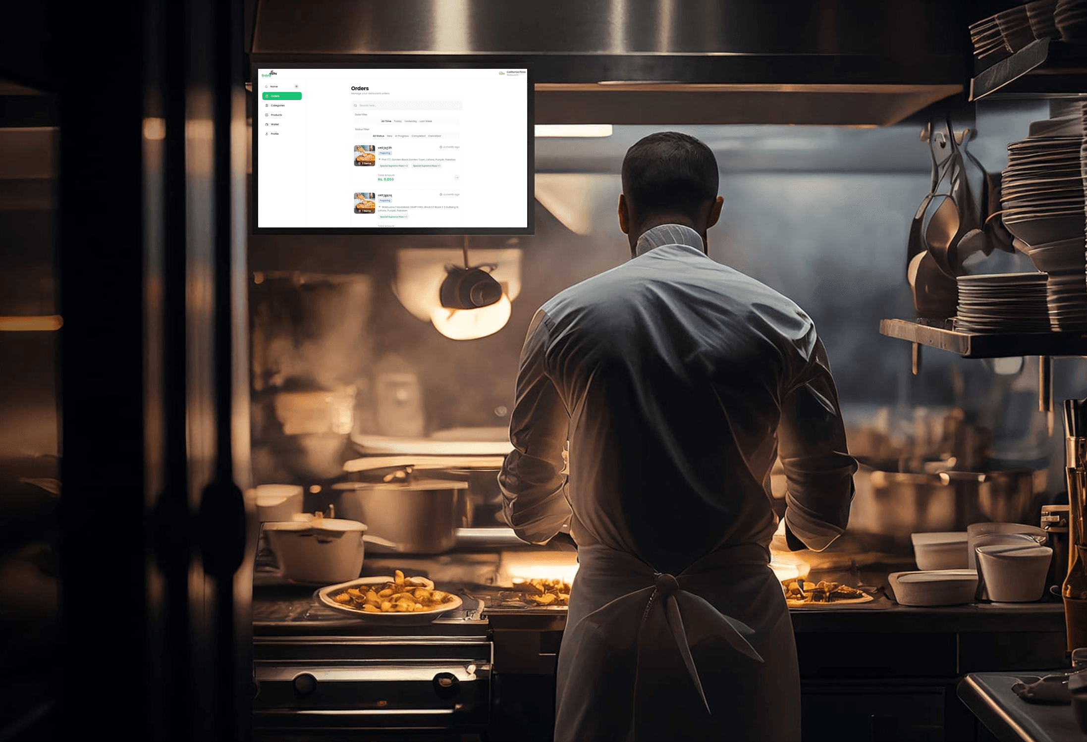 Chef working in restaurant kitchen